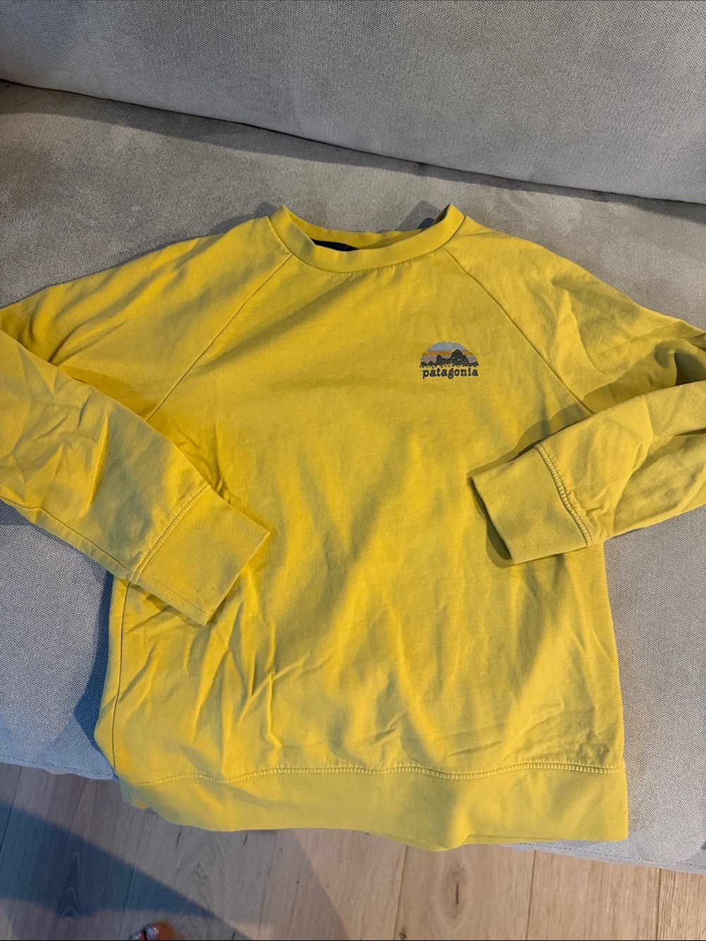 Patagonia Yellow Crewneck Sweatshirt with Chest Logo